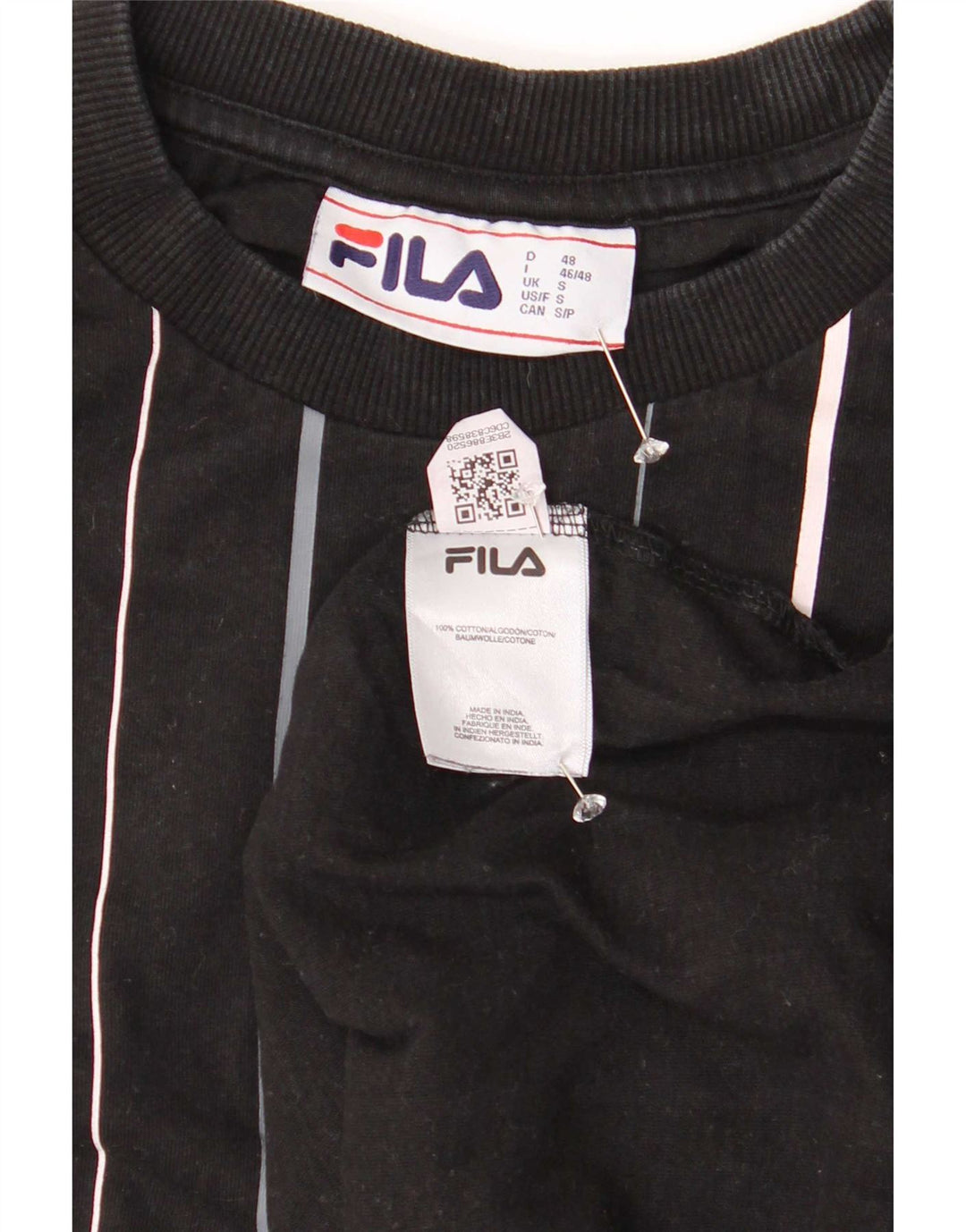 T-shirt Fila da uomo Top Small in cotone a righe nere