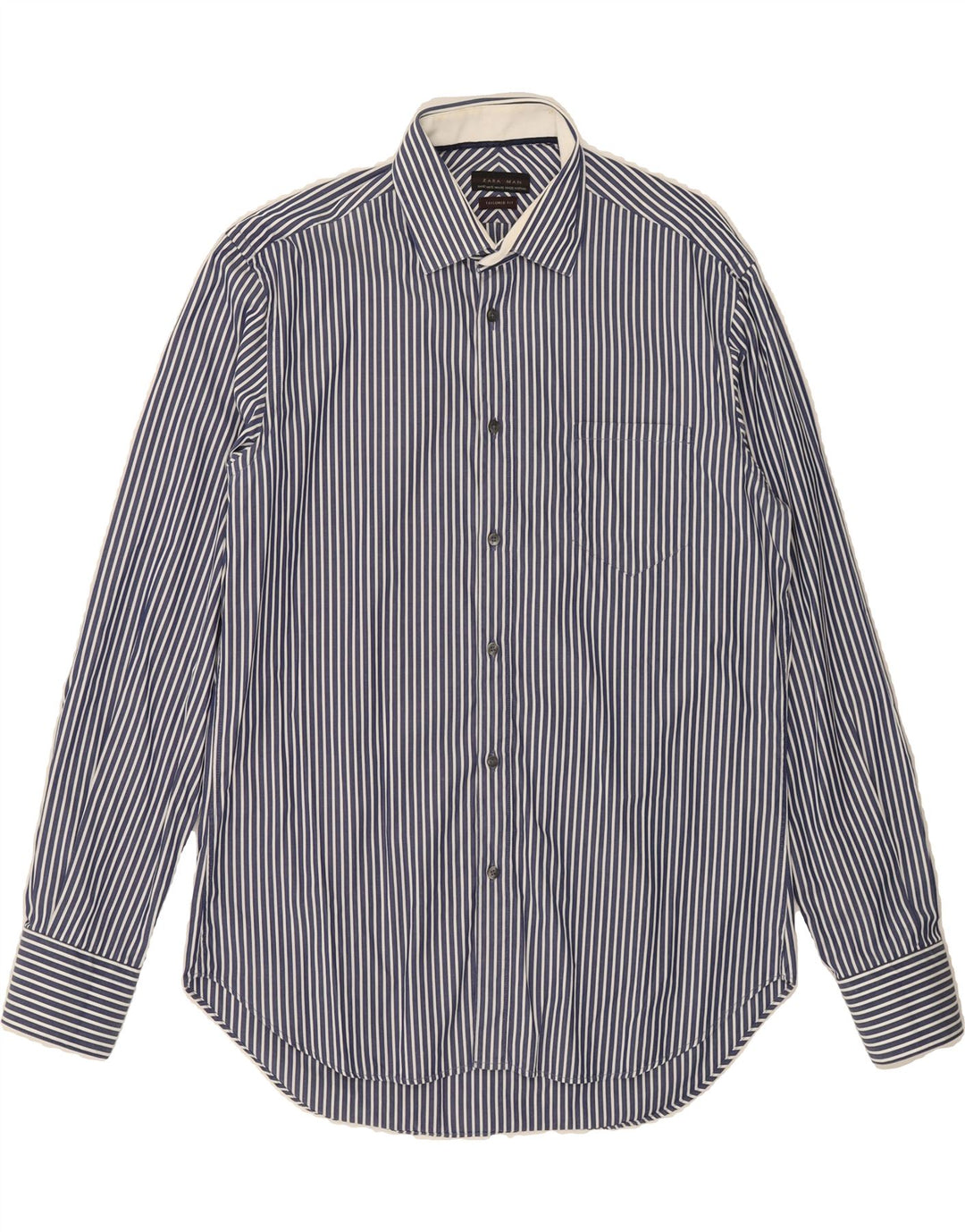 ZARA Mens Tailored Fit Shirt Size 42 Large Navy Blue Pinstripe Vintage Zara and Second-Hand Zara from Messina Hembry 