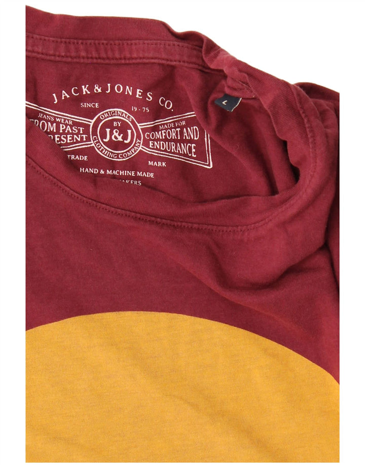 JACK & JONES T-shirt grafica da uomo grande in cotone bordeaux