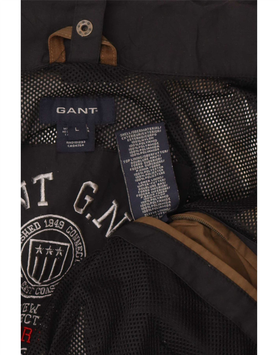 Giacca antipioggia da uomo Gant UK 40 Large in nylon blu navy