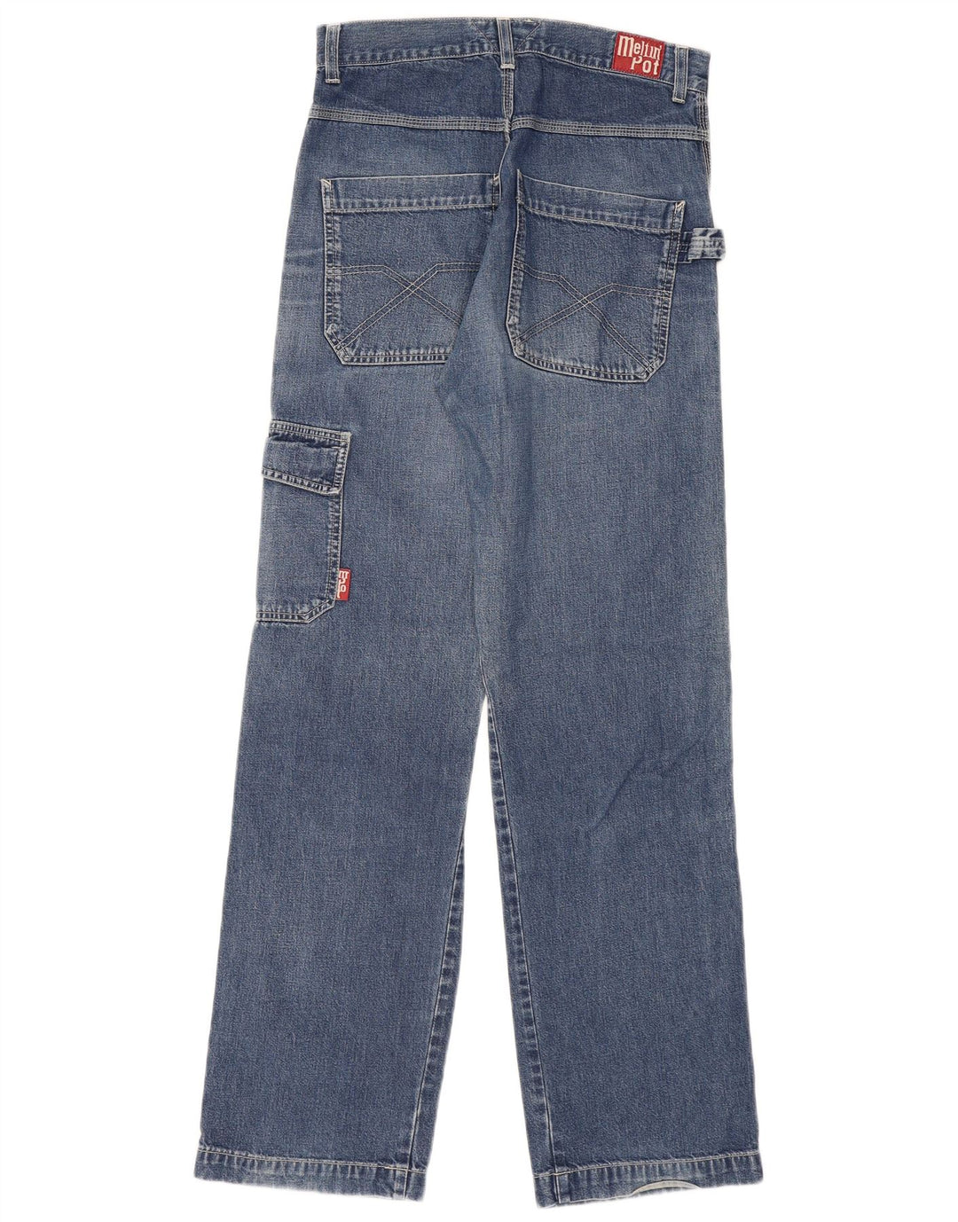 Jeans dritti cargo da uomo Meltin' Pot W31 L31 in cotone blu