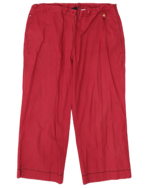 Pantaloni capri dritti da donna Lotto UK 12 medi W30 L21 cotone bordeaux