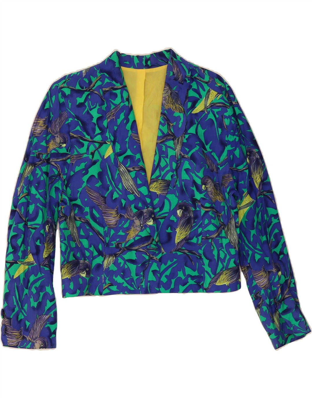 VINTAGE Womens 1 Button Bolero Jacket UK 12 Medium Blue Animal Print Vintage Vintage and Second-Hand Vintage from Messina Hembry 