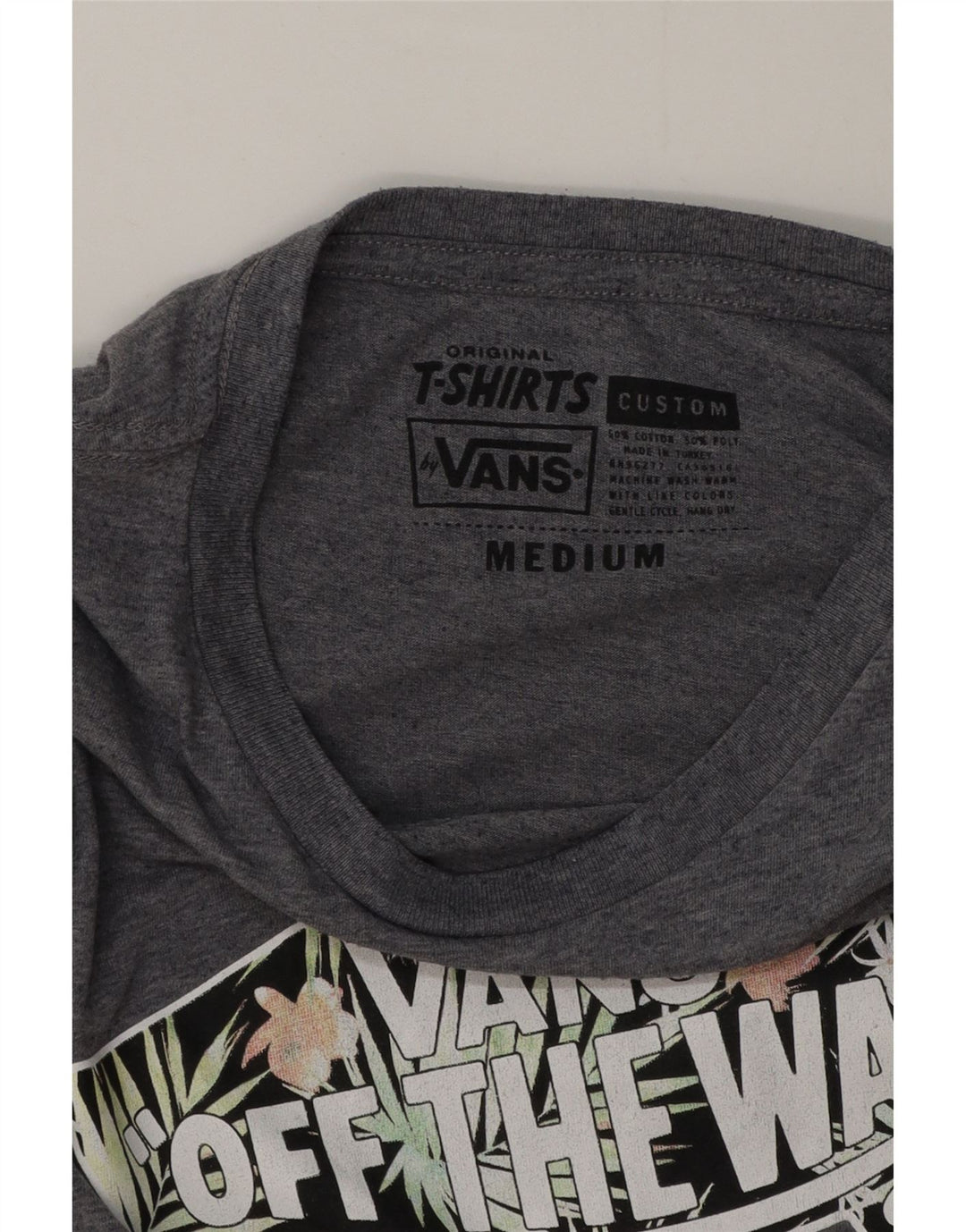 T-shirt grafica da uomo Vans Top in cotone chiazzato grigio medio