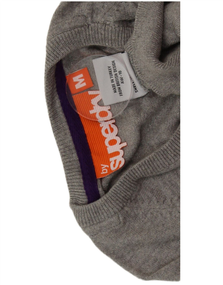 Maglione da uomo con scollo a V SUPERDRY in cotone grigio medio