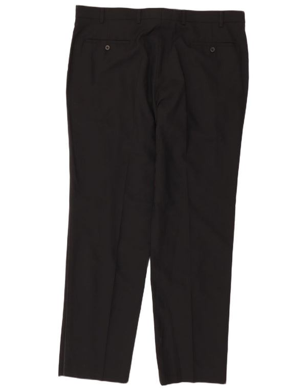 Pantaloni da abito dritti da uomo Marks & Spencer W40 L33 lana nera