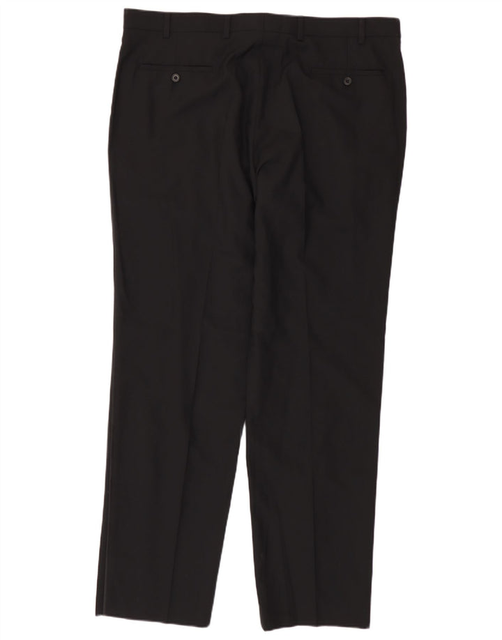 Pantaloni da abito dritti da uomo Marks & Spencer W40 L33 lana nera