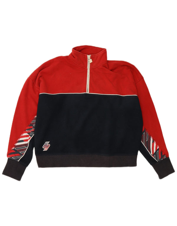 Maglione in pile oversize corto da donna SUPERDRY UK 16 Large Red Colourblock