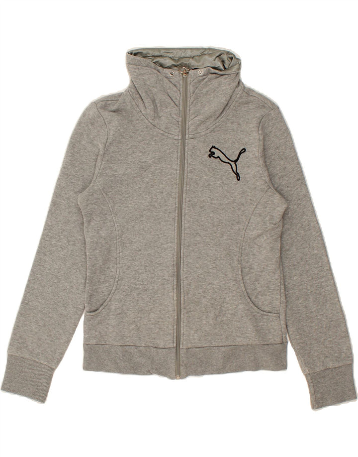 PUMA Womens Graphic Tracksuit Top Jacket UK 12 Medium Grey Cotton Vintage Puma and Second-Hand Puma from Messina Hembry 