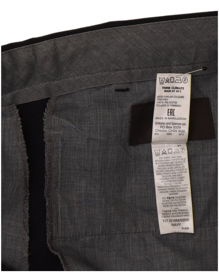Pantaloni da abito regolari dritti Marks & Spencer da uomo W40 L33 Blu Navy