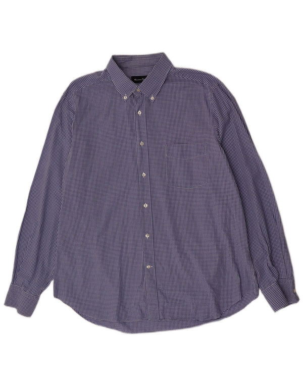 Massimo Dutti Mens Shirt 2XL Blue Gingham Cotton