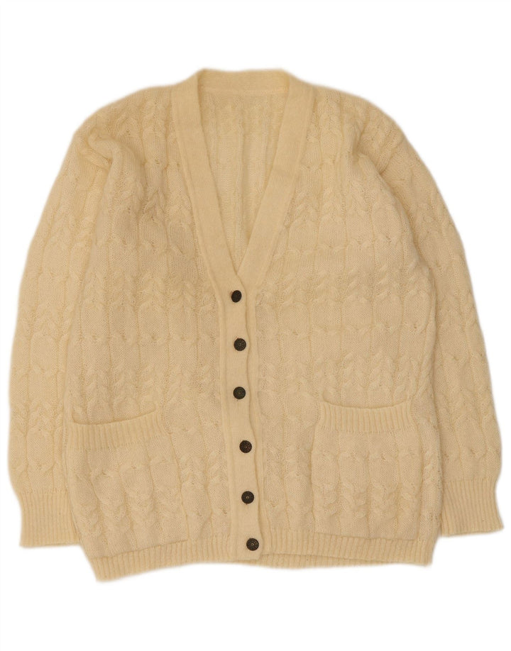 Maglione cardigan da donna VINTAGE UK 16 grande beige