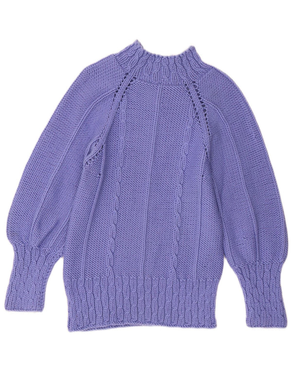 Maglione maglione vintage da donna con collo dolcevita UK 16 grande viola