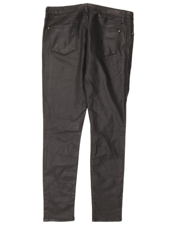 Pantaloni casual slim fit cerati da donna Zara EU 44 XL W34 L29 neri