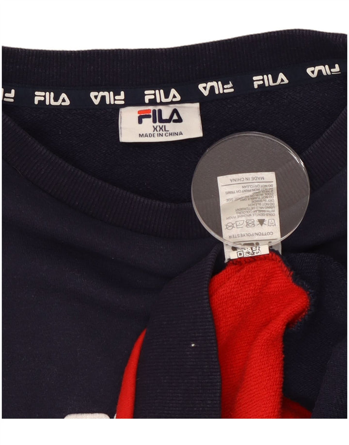 Fila Felpa grafica da uomo Maglione 2XL Cotone color block blu navy