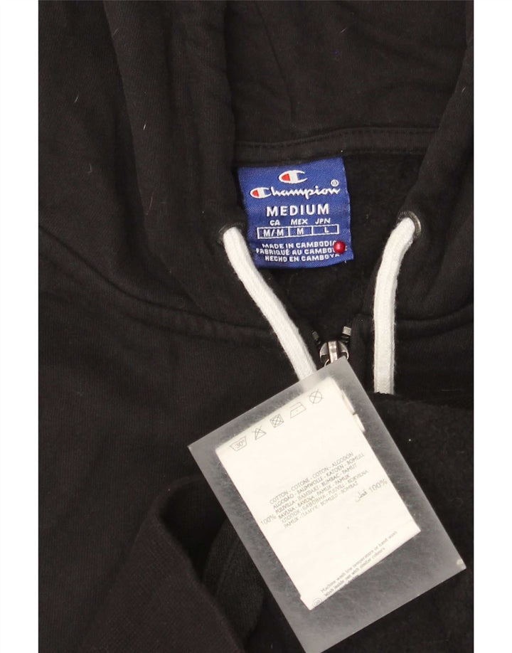 Maglione con cappuccio e zip grafica da uomo Champion in cotone nero medio