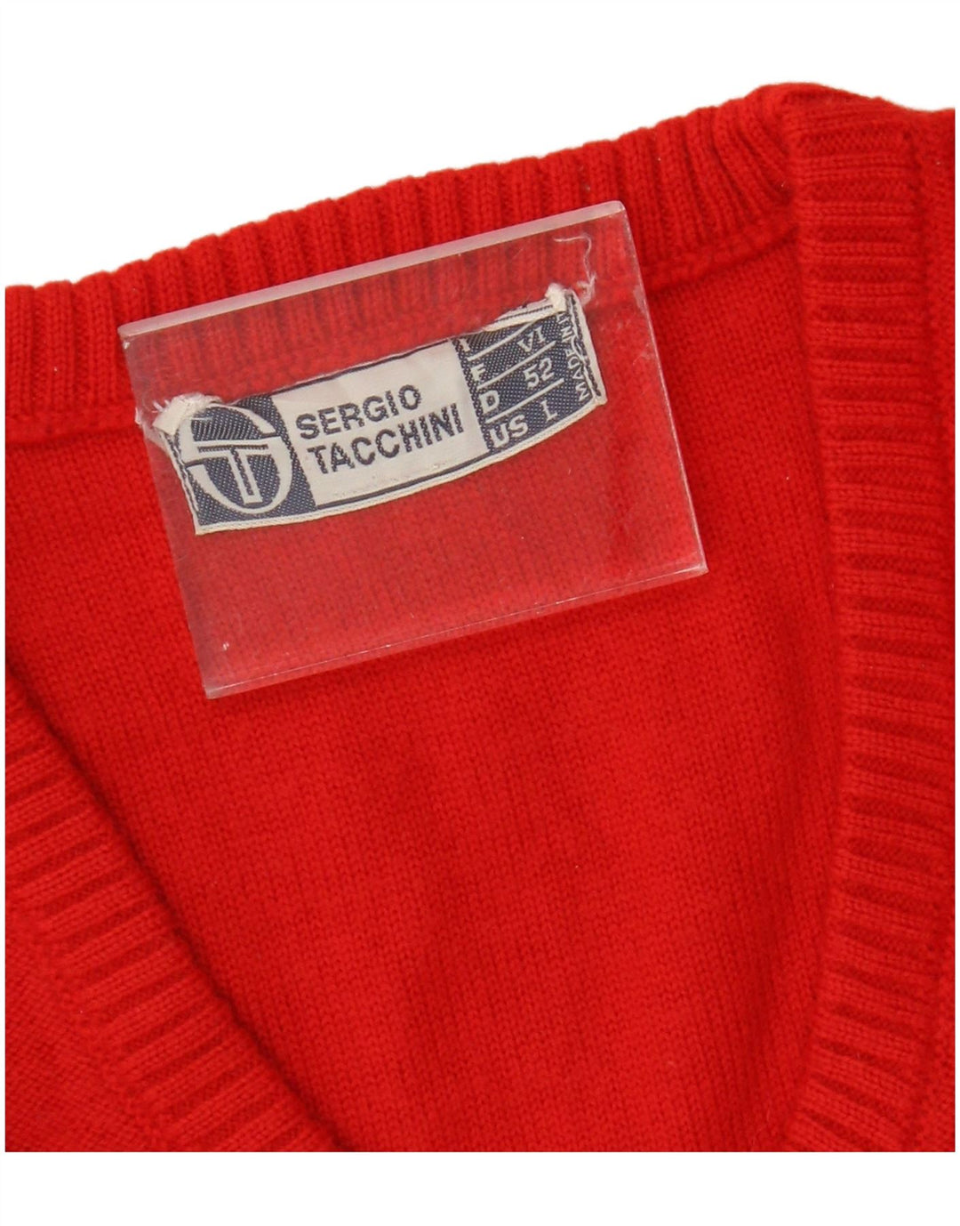 SERGIO TACCHINI Maglione da donna con scollo a V UK 14 Large Rosso