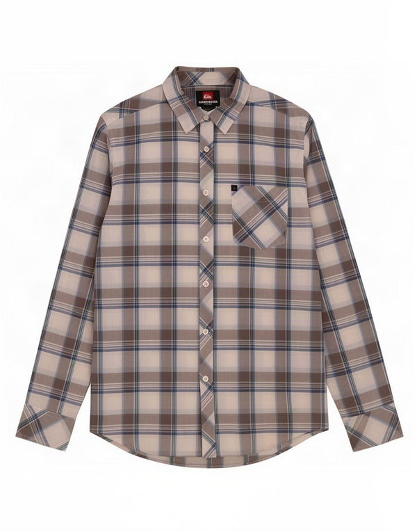 Camicia da uomo Quiksilver piccola in cotone a quadri grigi