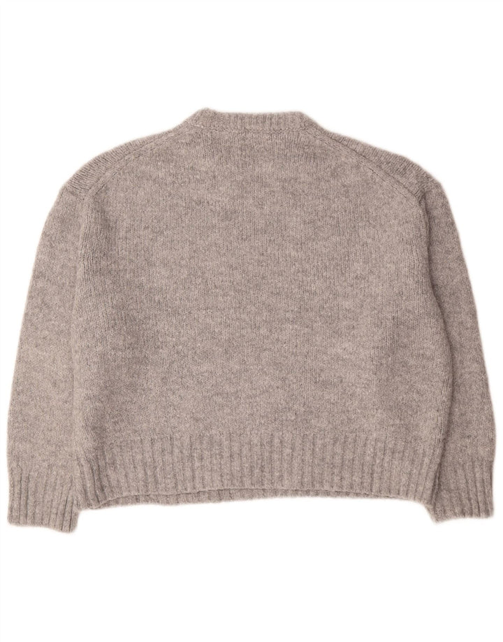 Maglione girocollo oversize da donna Zara UK 14 Acrilico grigio medio
