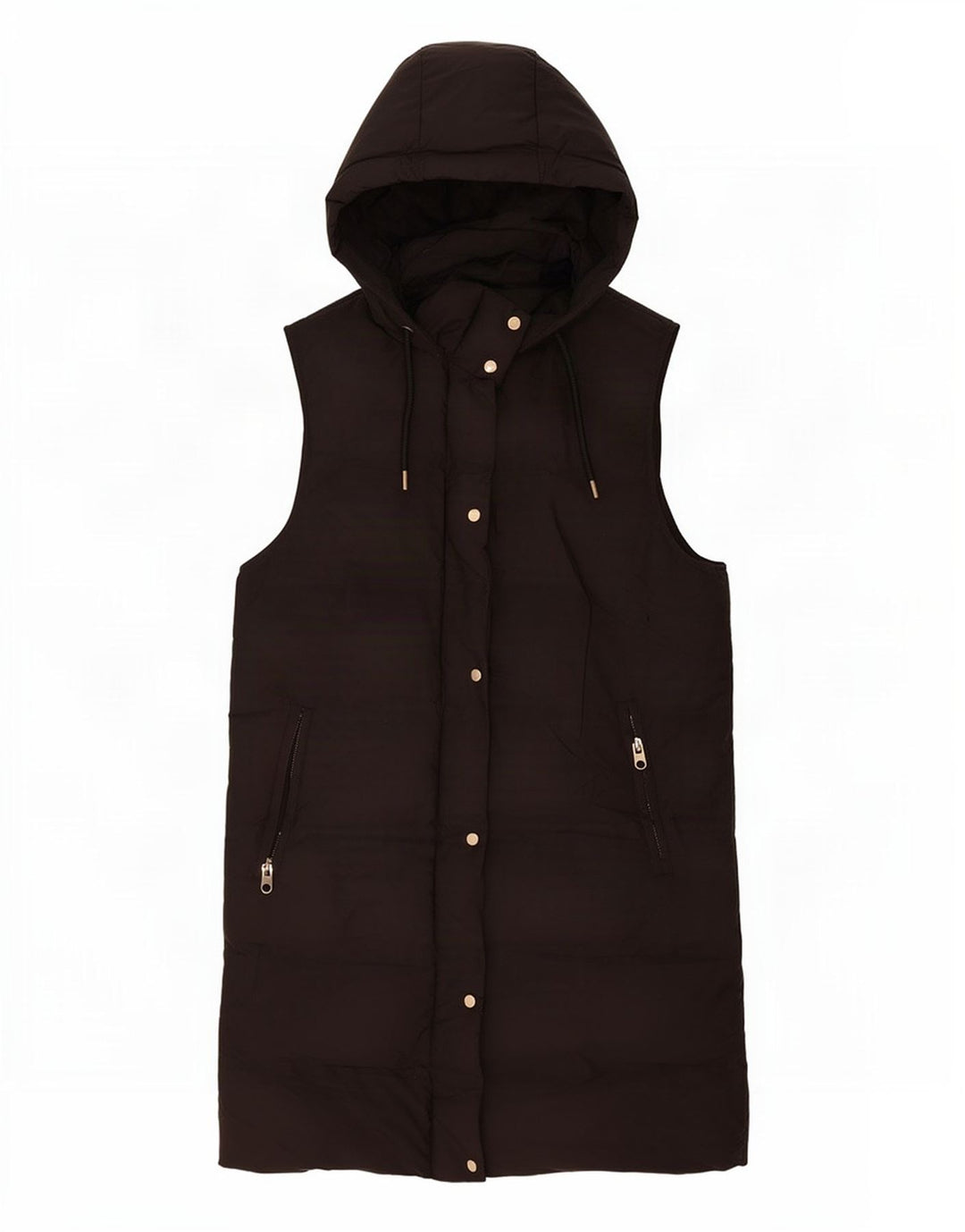 Gilet imbottito con cappuccio lungo da donna Zara UK 14 medio poliestere nero