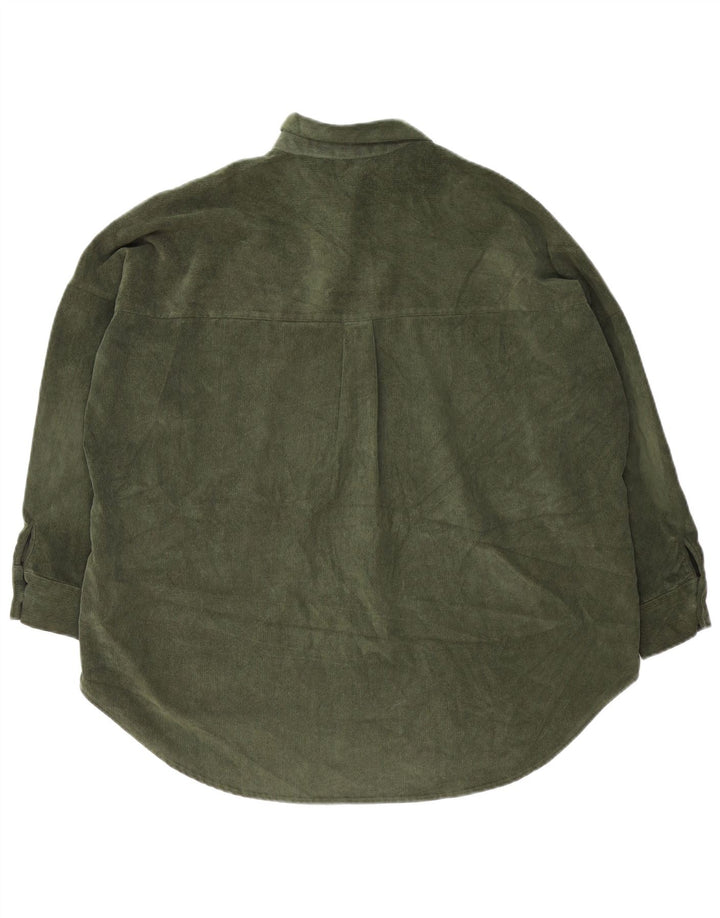 Camicia da donna oversize in velluto a coste Zara UK 14 Poliestere verde medio