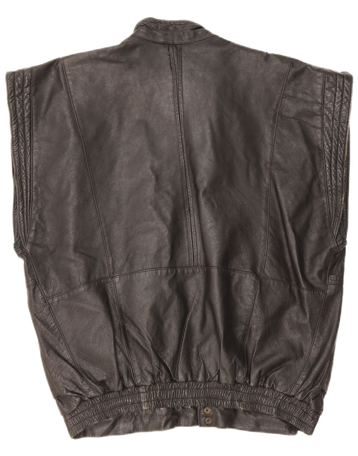 Gilet in pelle da uomo vintage UK 40 grande in pelle nera