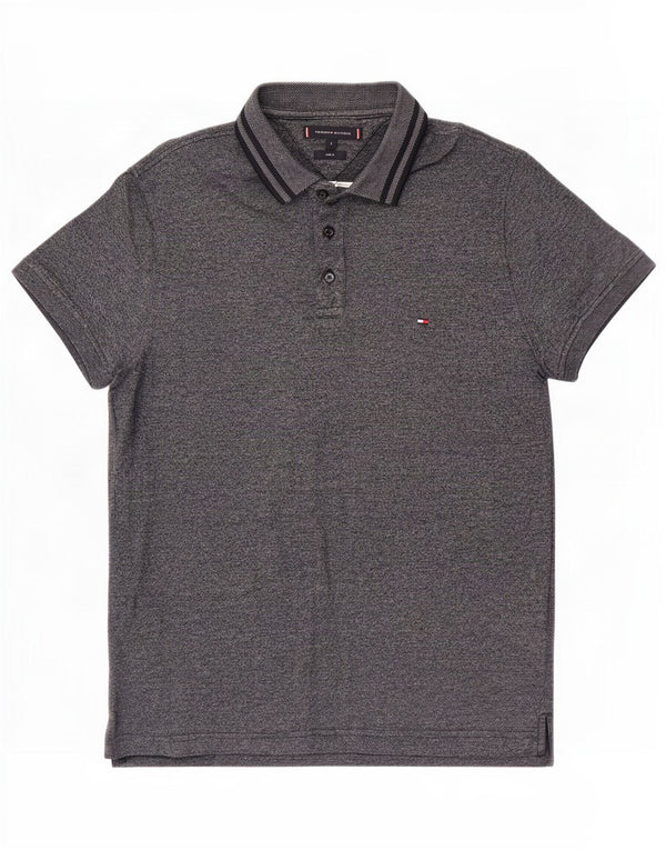 Polo slim fit da uomo Tommy Hilfiger grande in cotone grigio