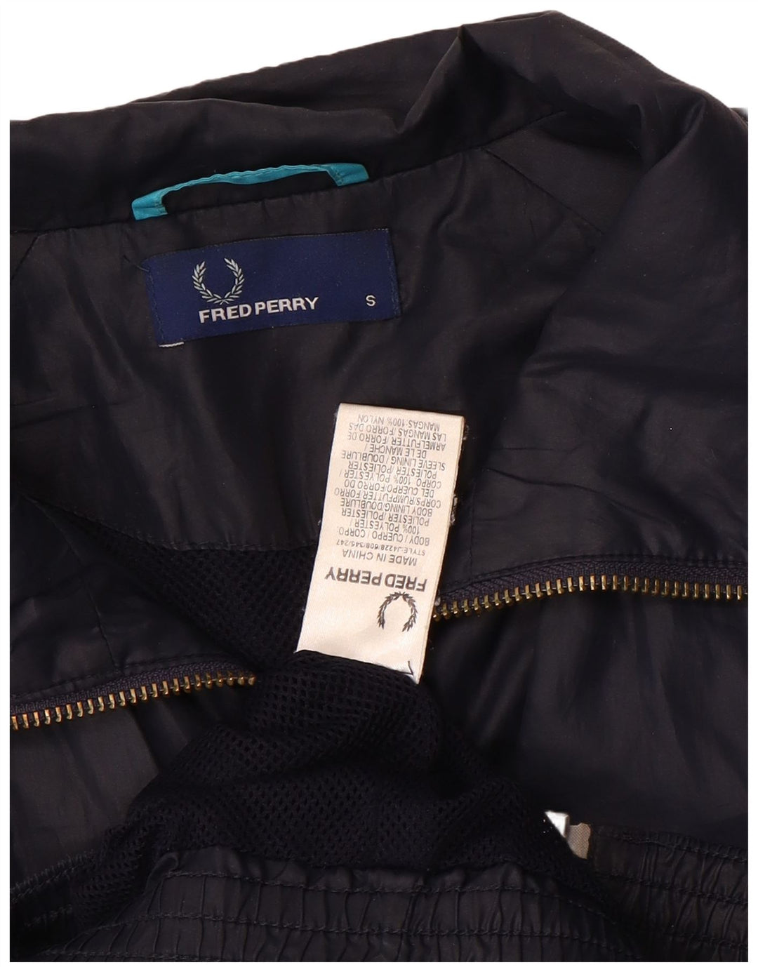 Giacca da ginnastica da uomo Fred Perry piccola in poliestere blu navy