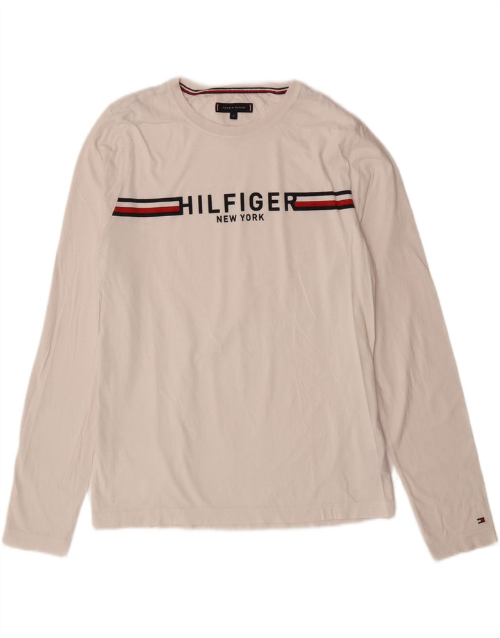 TOMMY HILFIGER Top grafico da uomo a maniche lunghe a righe bianco sporco medio