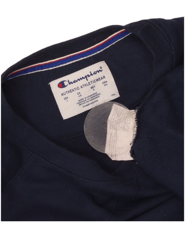 Felpa grafica da uomo Champion, maglione grande, poliestere blu navy