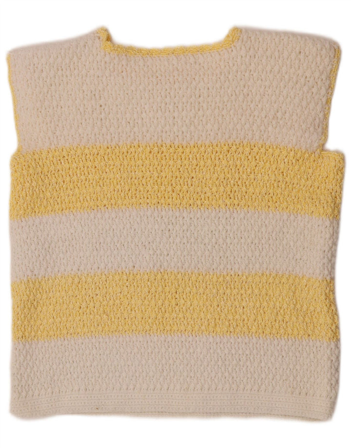 Canottiera vintage da donna UK 14 a righe bianche medie