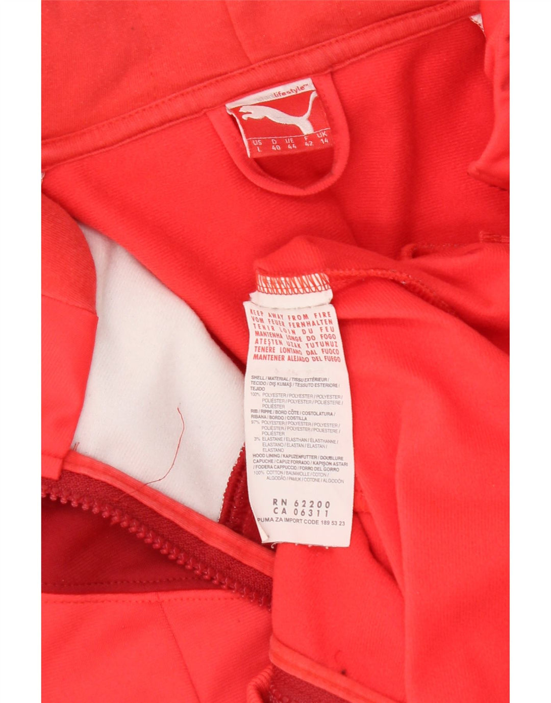 PUMA Womens Zip Hoodie Sweater UK 14 Large  Pink Colourblock Polyester Vintage Puma and Second-Hand Puma from Messina Hembry 