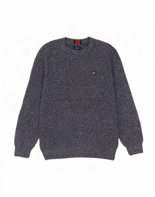 Maglione maglione girocollo da uomo Gant XL in cotone screziato blu navy