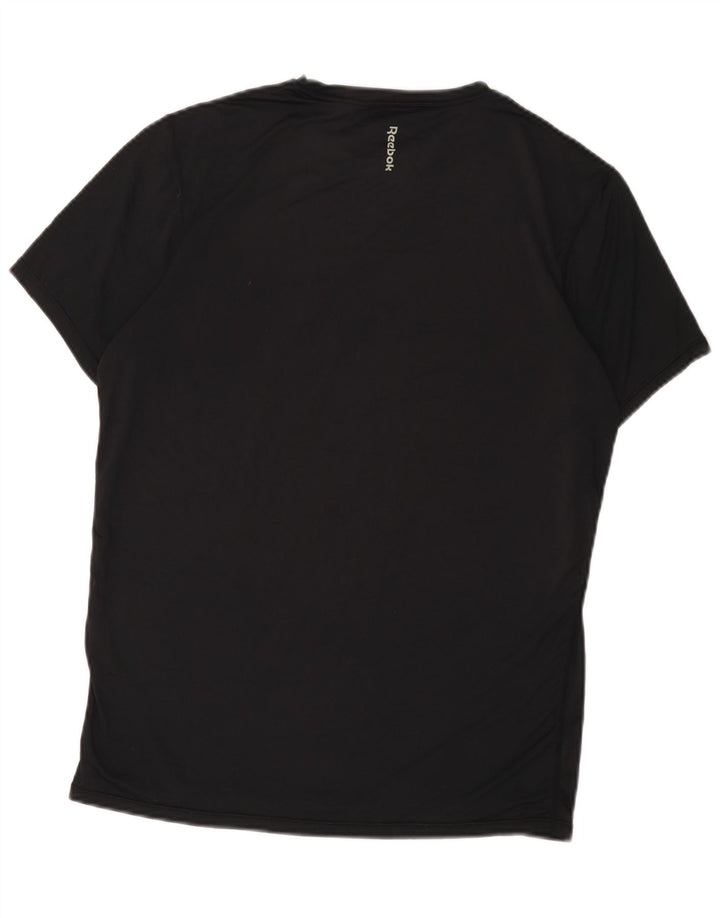 T-shirt Reebok da uomo Top media nera in poliestere