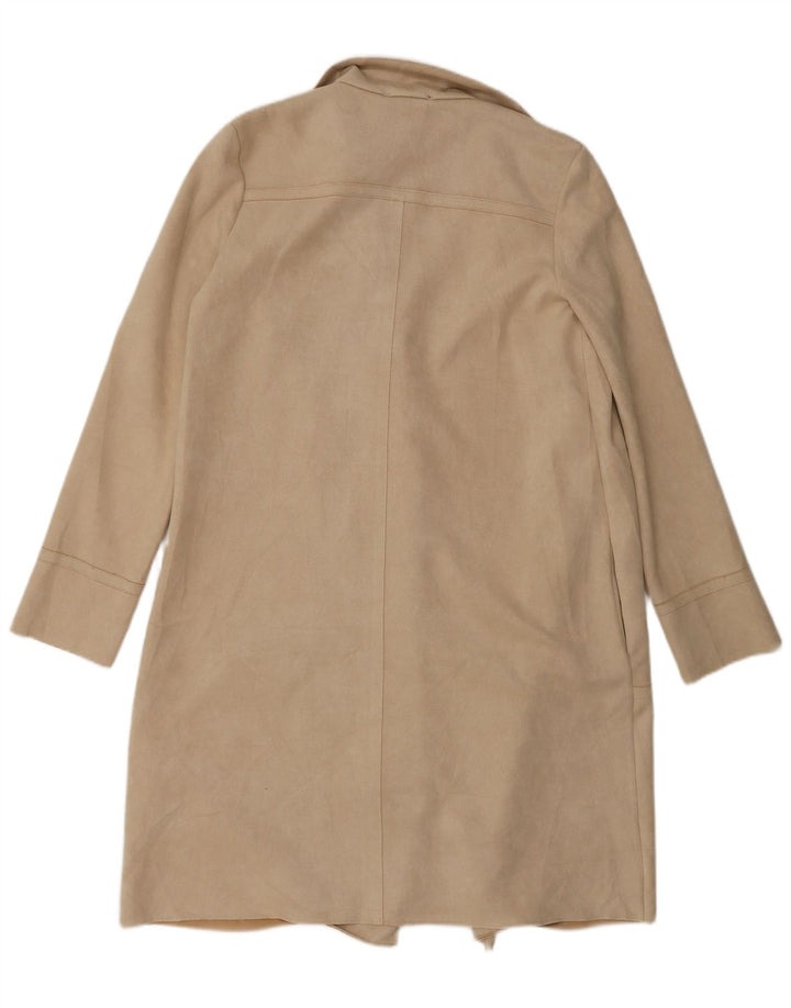 Soprabito oversize aperto da donna Zara UK 10 piccolo poliestere beige