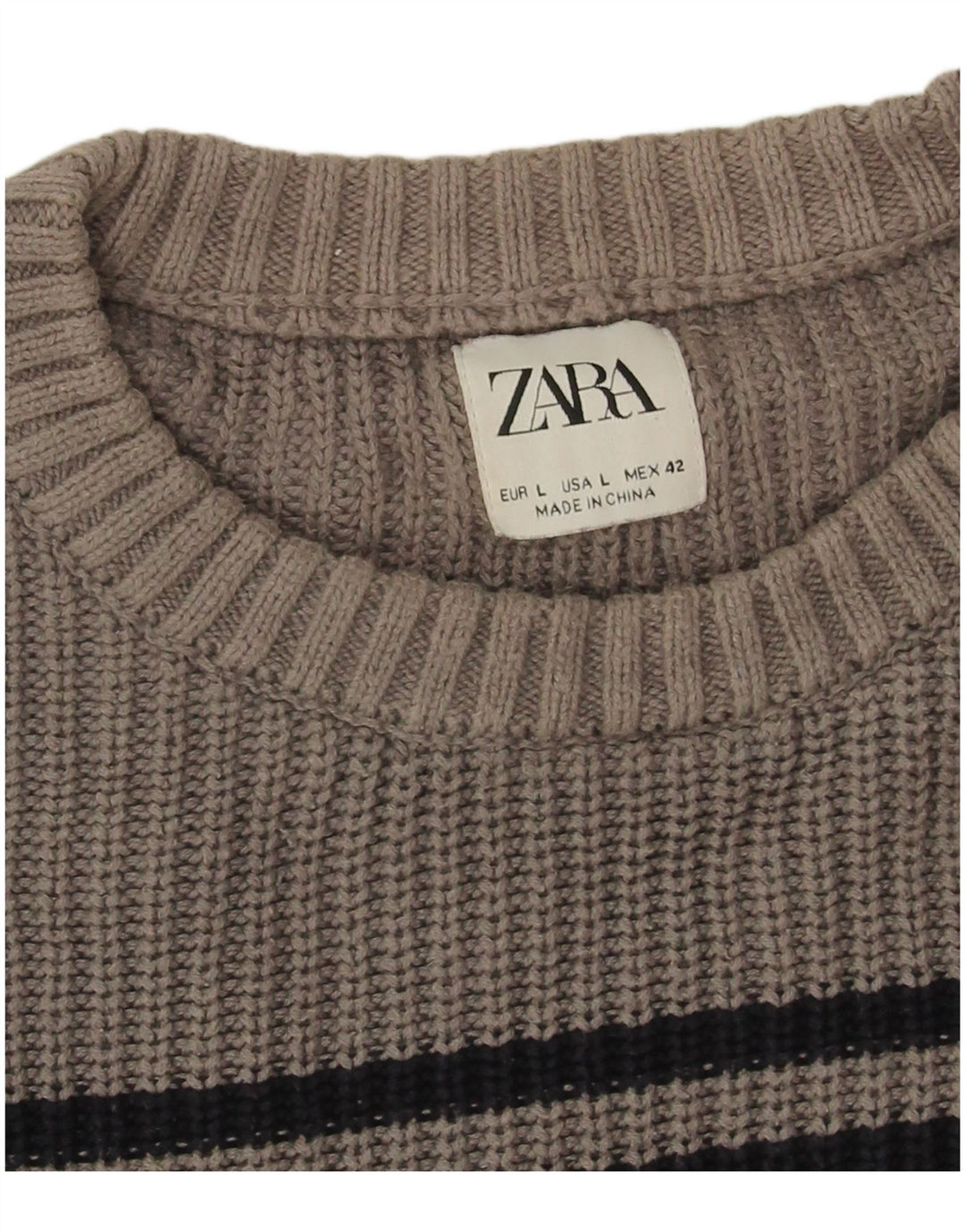 Maglione girocollo da uomo Zara a righe grandi grigie