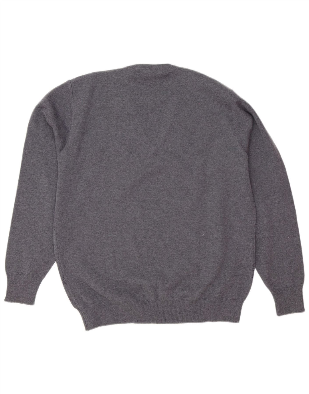 Maglione vintage da uomo con scollo a V, lana a rombi/diamante grigio medio
