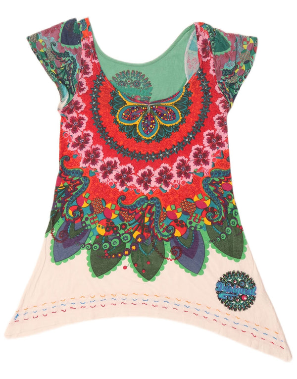 Desigual Donna Tunica Asimmetrica Top UK 12 Medium Multicolor