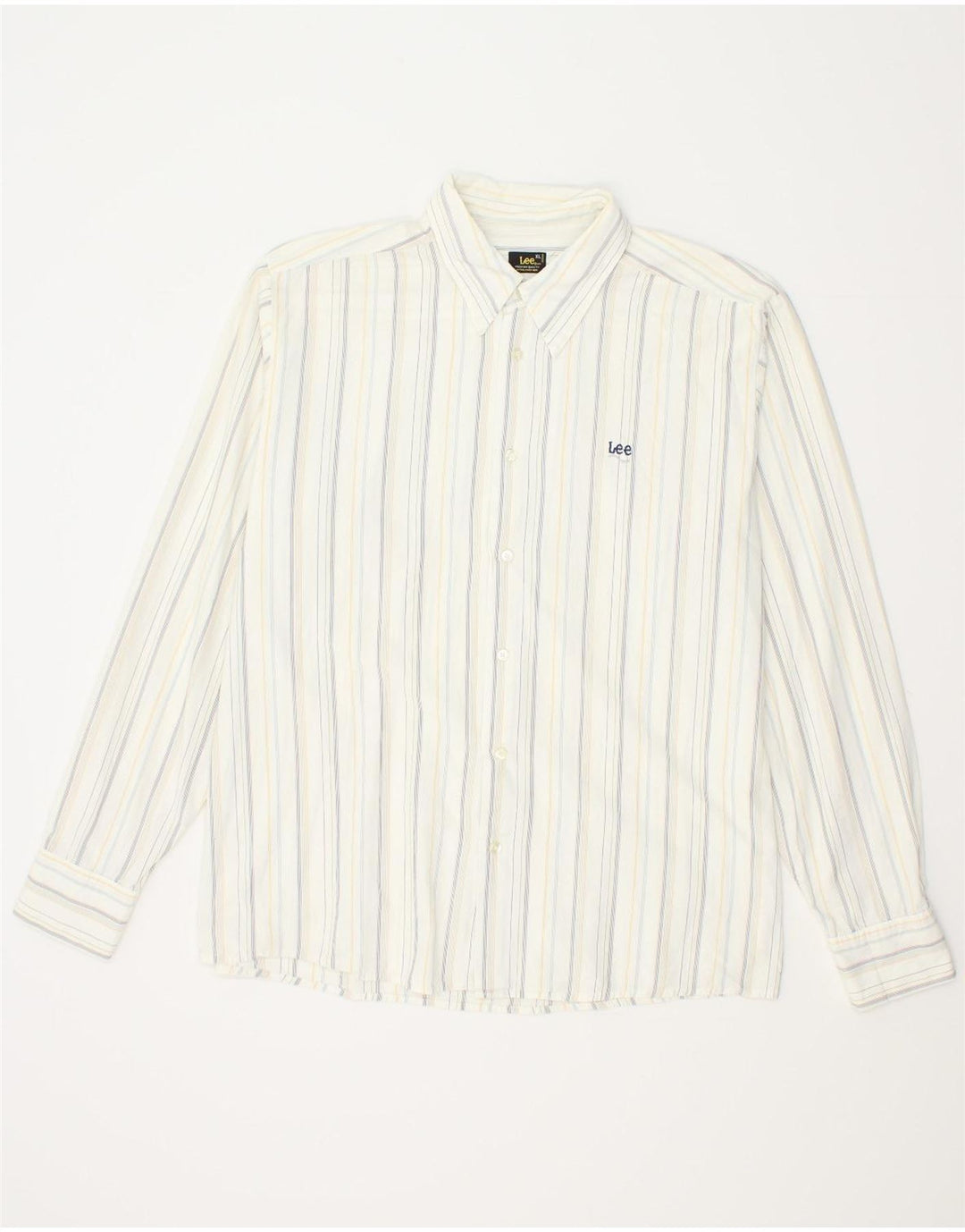 LEE Mens Shirt XL White Striped Cotton Vintage Lee and Second-Hand Lee from Messina Hembry 