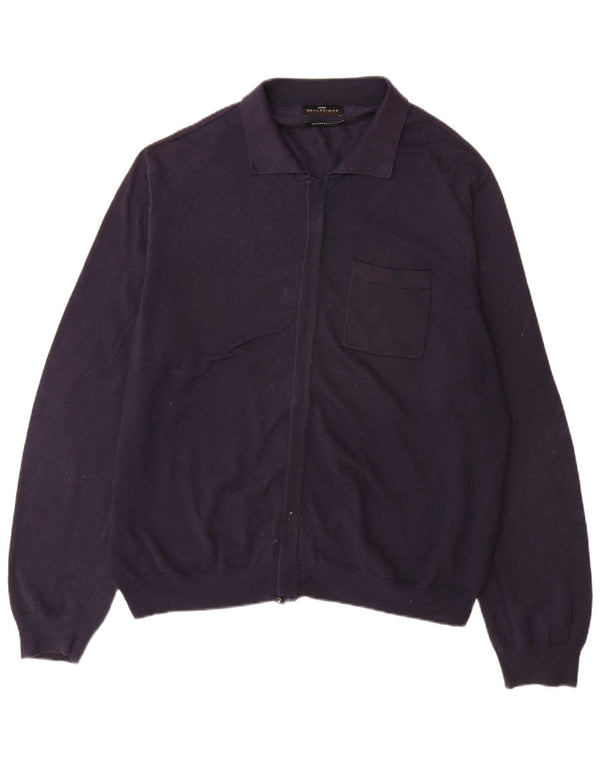 Maglione cardigan da uomo Marks & Spencer XL in cotone blu navy