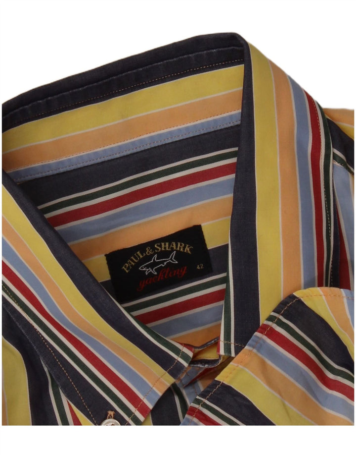 Paul & Shark Camicia a maniche corte da uomo a righe grandi multicolori