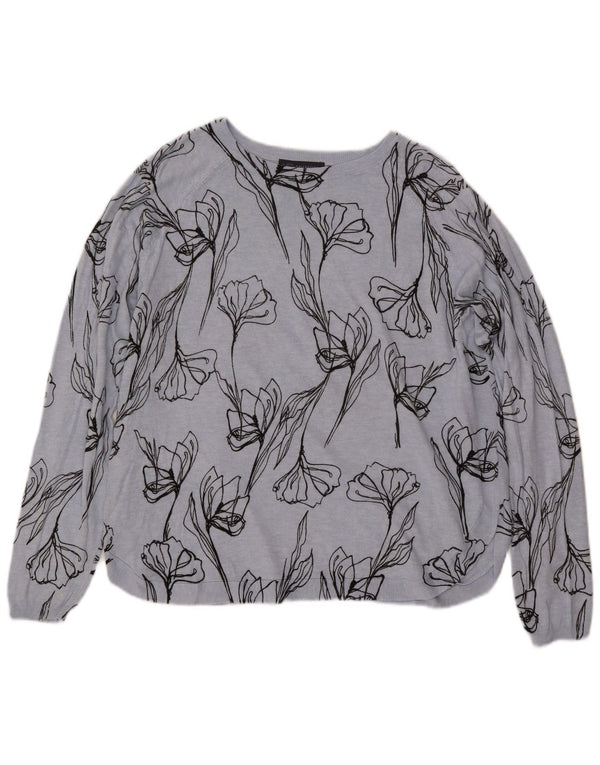 MARKS & SPENCER Maglione da donna con scollo a barca UK 18 XL Blu floreale