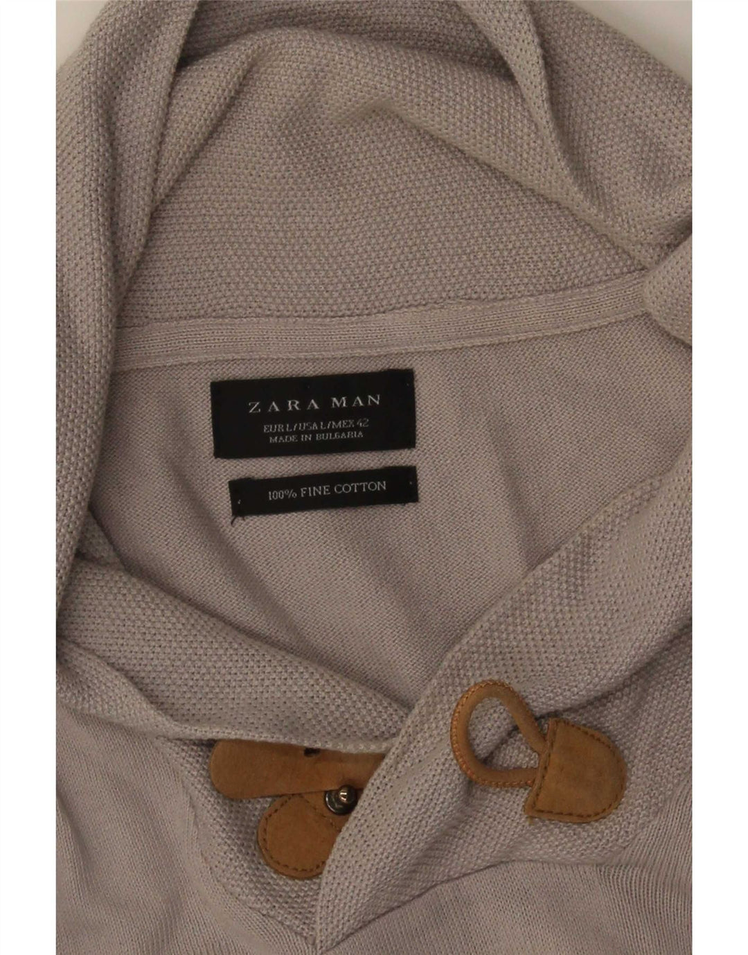 Maglione Zara da uomo con collo a scialle grande in cotone grigio