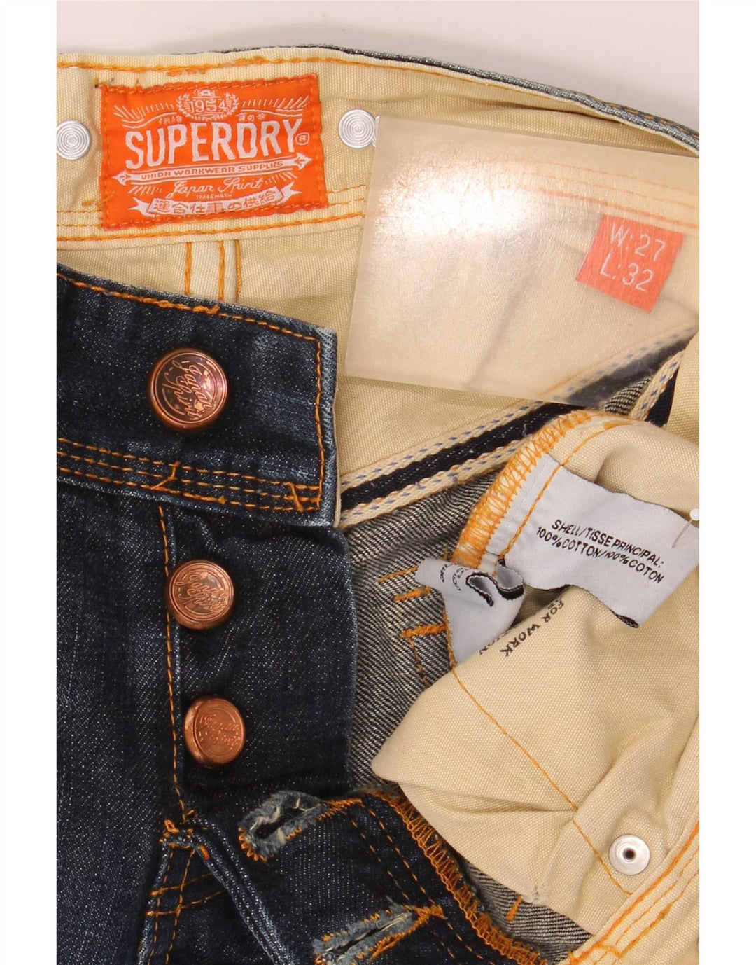 Jeans cargo bootcut da uomo Superdry W27 L32 cotone blu navy