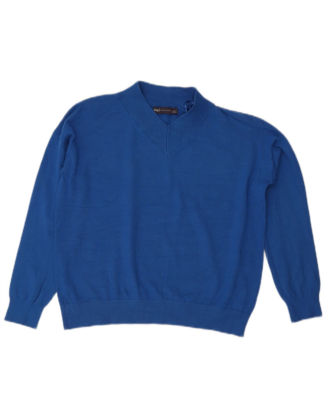Maglione corto con scollo a V da donna Marks & Spencer UK 10 piccolo blu