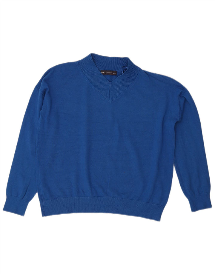 Maglione corto con scollo a V da donna Marks & Spencer UK 10 piccolo blu
