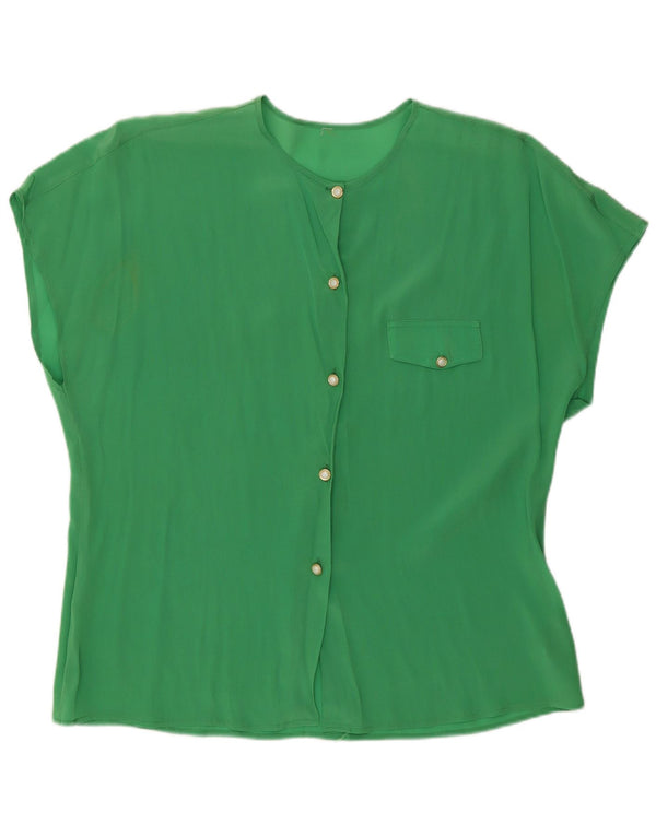 Camicetta da donna vintage con vestibilità ampia e trasparente UK 14 verde medio