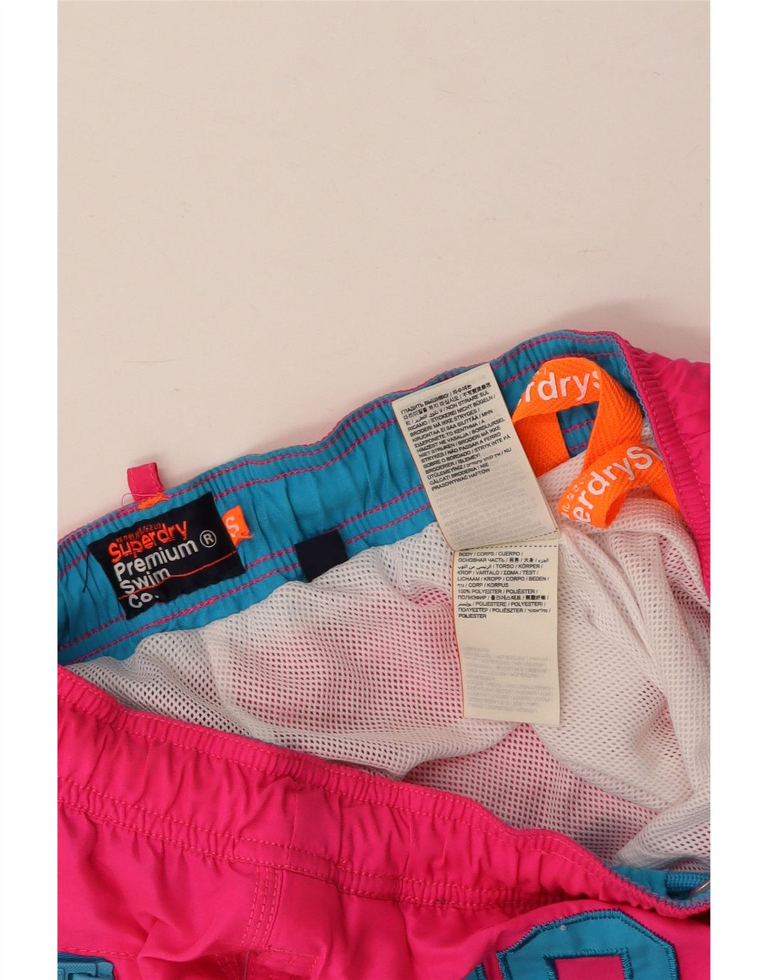 Pantaloncini da bagno grafici da donna SUPERDRY UK 10 piccoli poliestere rosa