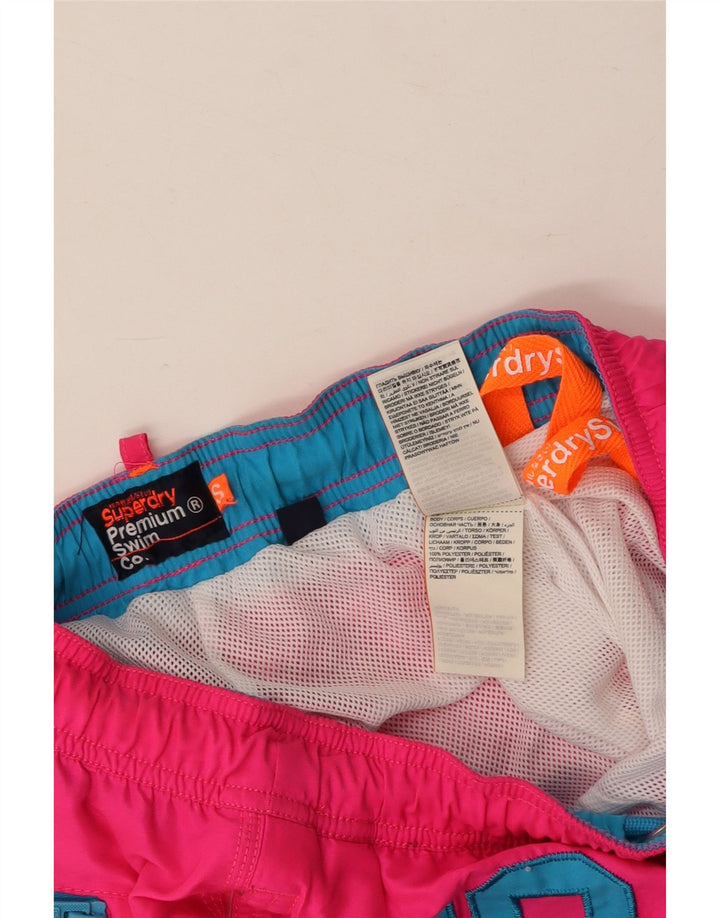 Pantaloncini da bagno grafici da donna SUPERDRY UK 10 piccoli poliestere rosa