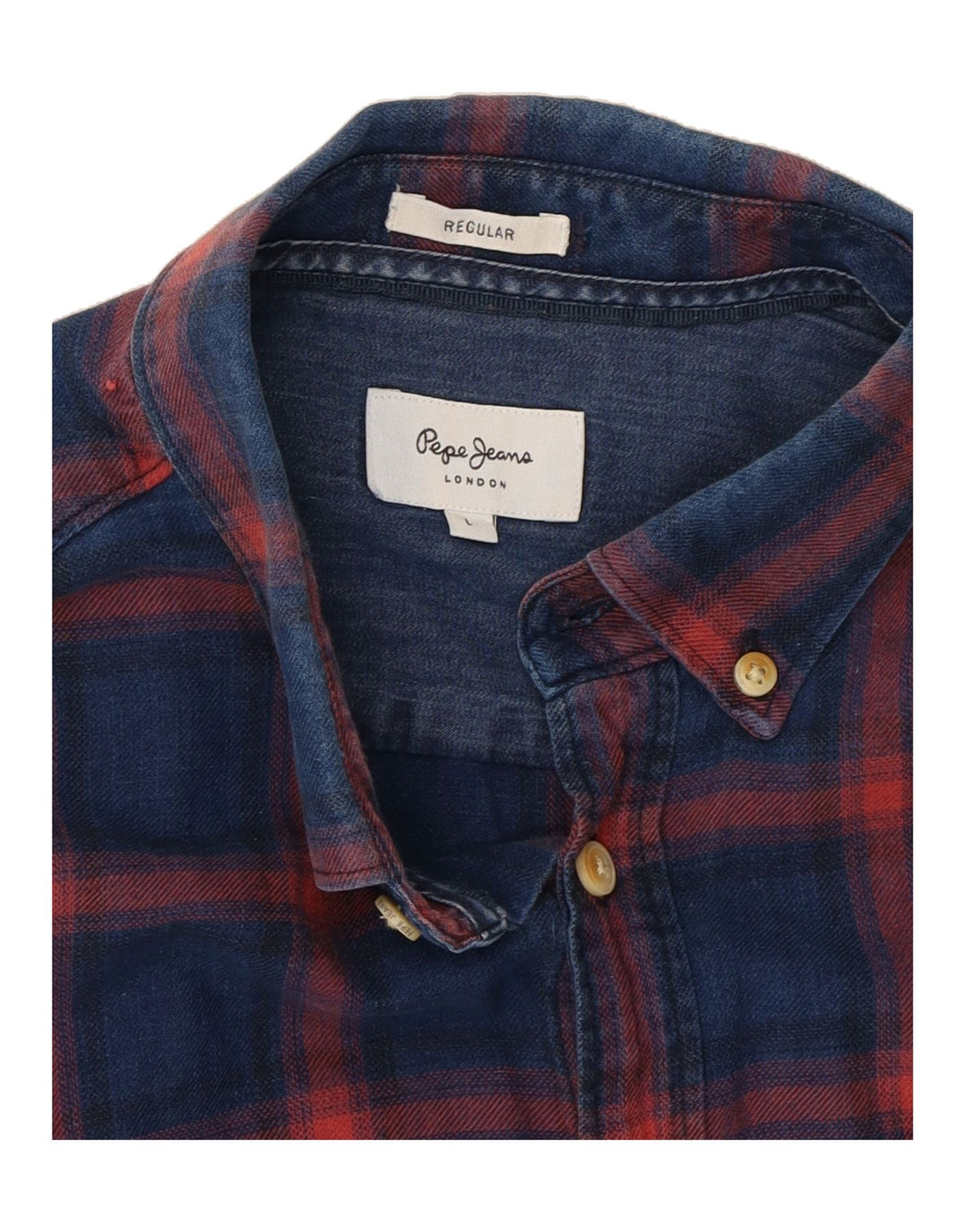 PEPE JEANS Mens Shirt Large Blue Check Cotton Vintage PEPE Jeans and Second-Hand PEPE Jeans from Messina Hembry 